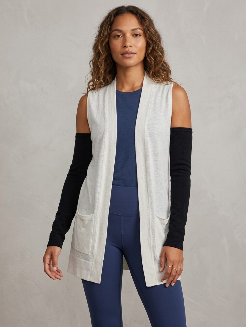 RD Style Cold Shoulder Knitted Flyaway Cardigan Sweater 2 tons